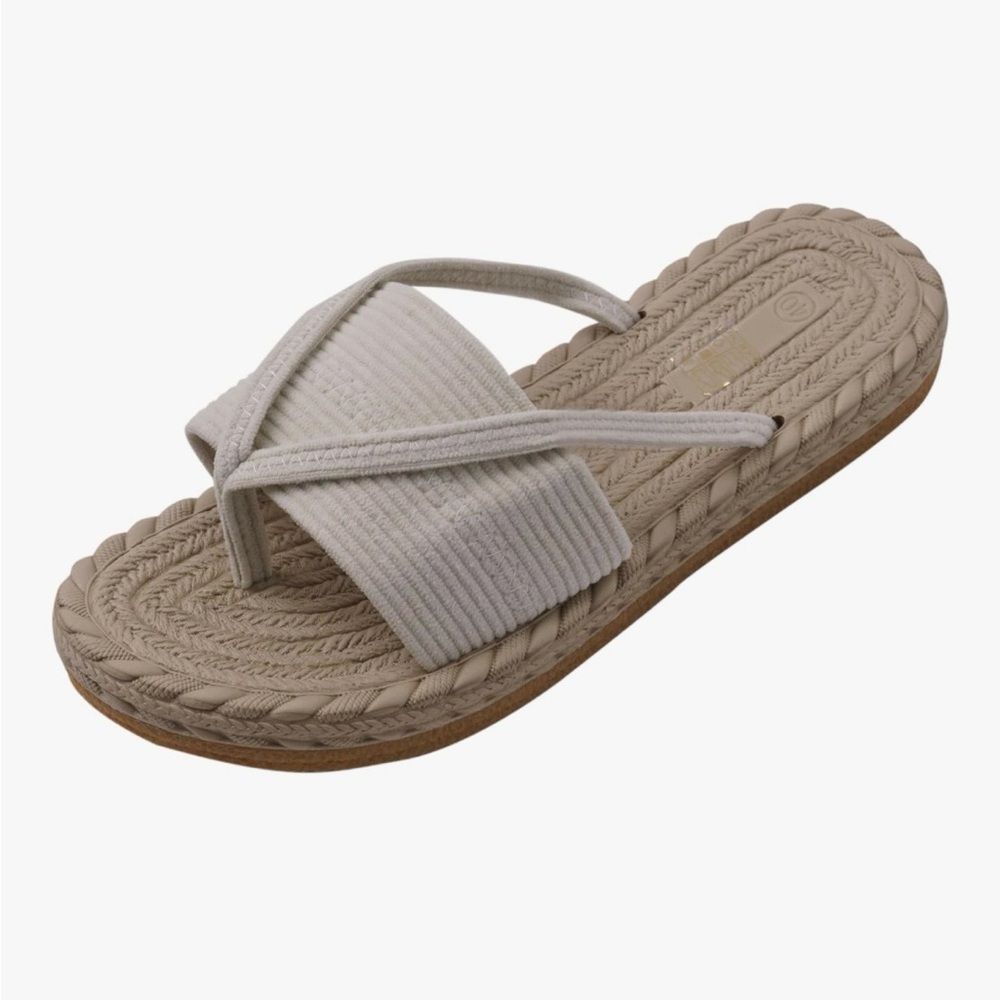 Women’s Boho Flip Flop Sandals Rope Sole Open Toe Beach Vacation Slides Size 9.5